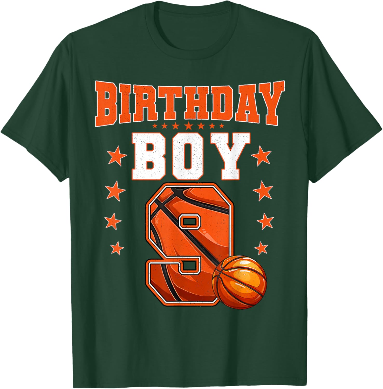 Kids 9 Year Old Birthday Boy Basketball 9th Birthday Party T-Shirt - T-Shirt | Forest