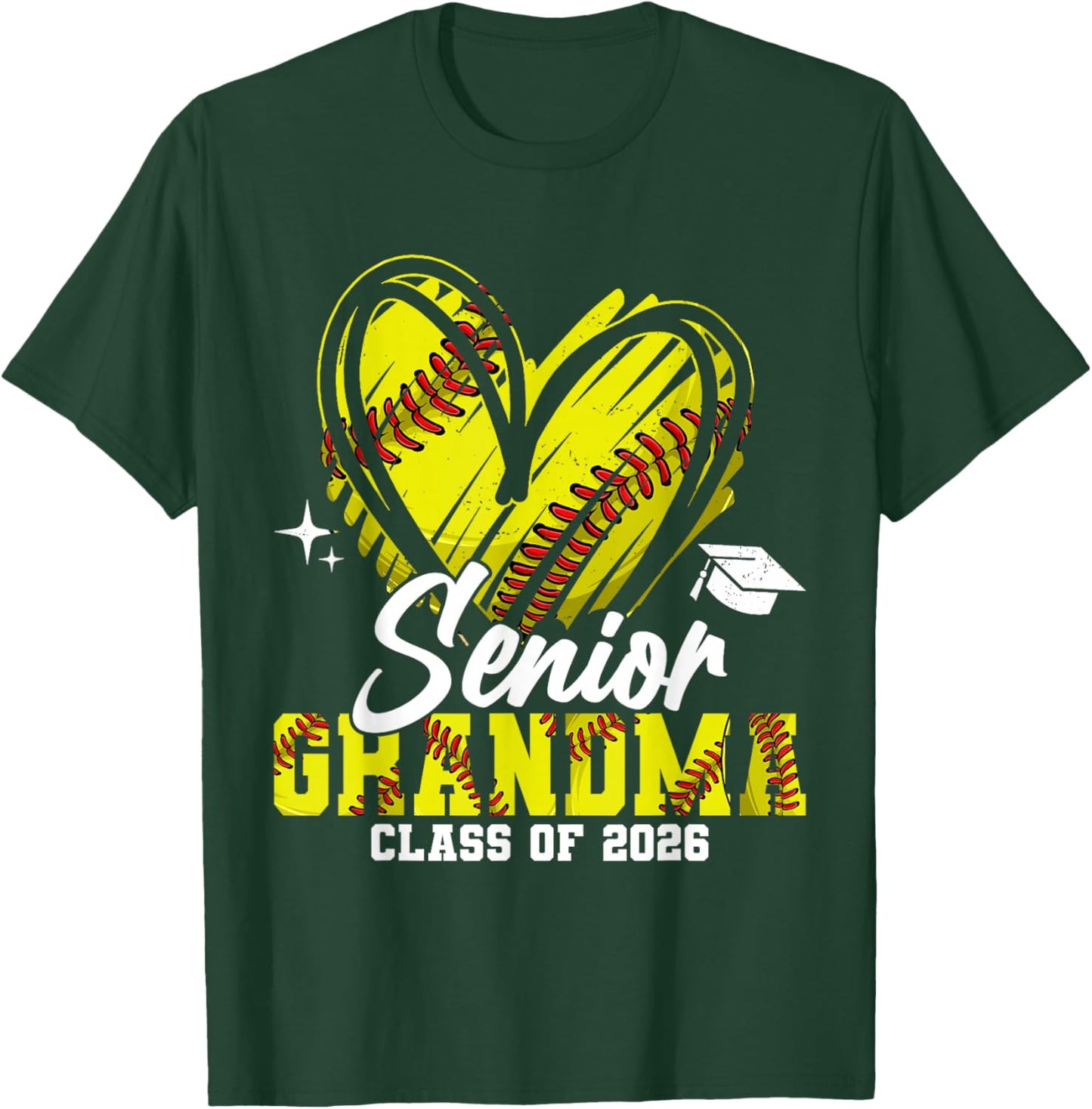Senior Grandma Class of 2026 Softball Graduation Heart.png T-Shirt - T-Shirt | Forest