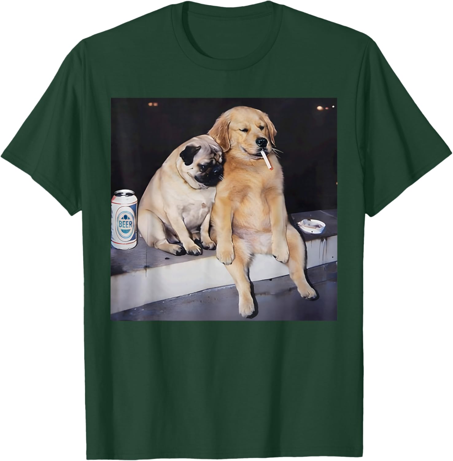 Funny Smoking Dog Pug Meme Golden Retriever Meme T-Shirt - T-Shirt | Forest