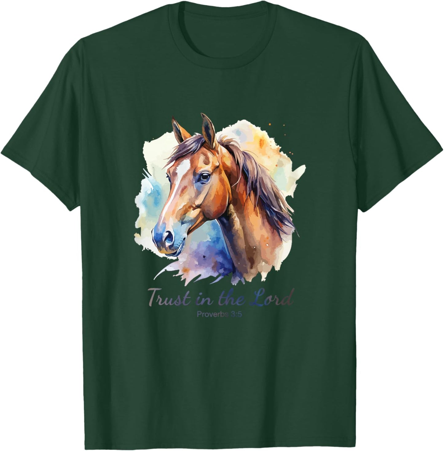 Proverbs 3:5 Trust in The Lord – Women Girls Horse (White) T-Shirt - T-Shirt | Forest