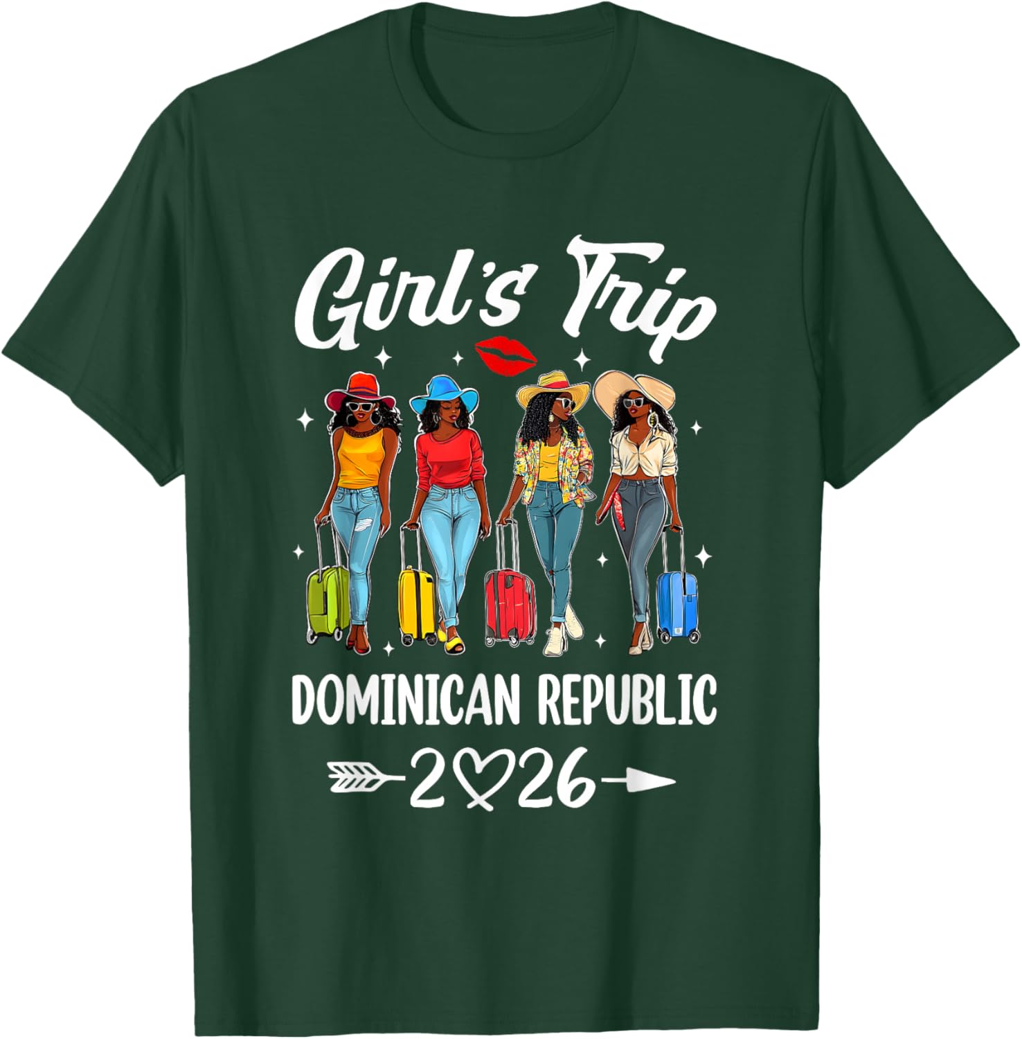 Dominican Republic Girls Trip 2026 Birthday Squad Women T-Shirt - T-Shirt | Forest