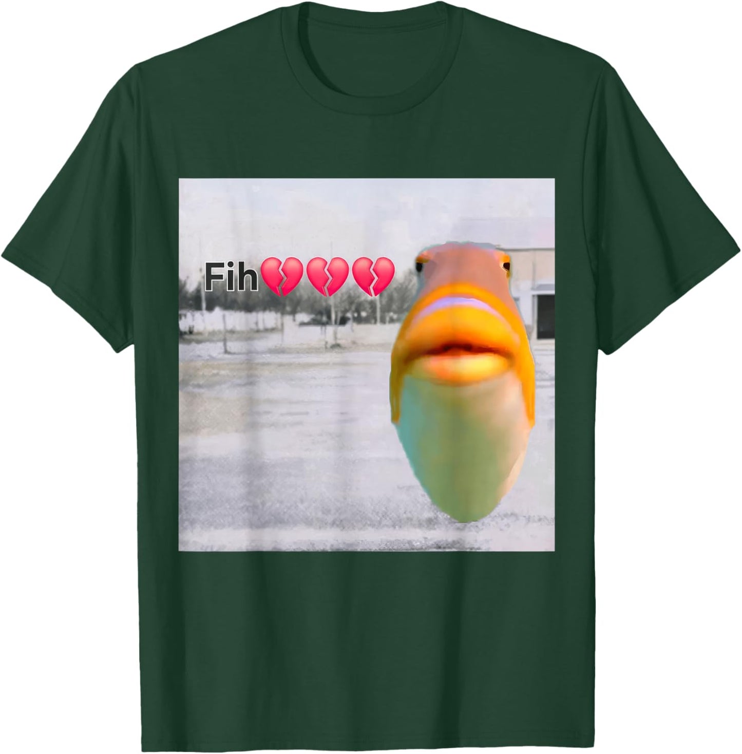 Funny Fish Calling Misspelled Fih Meme Sybau Absurd Brainrot T-Shirt - T-Shirt | Forest