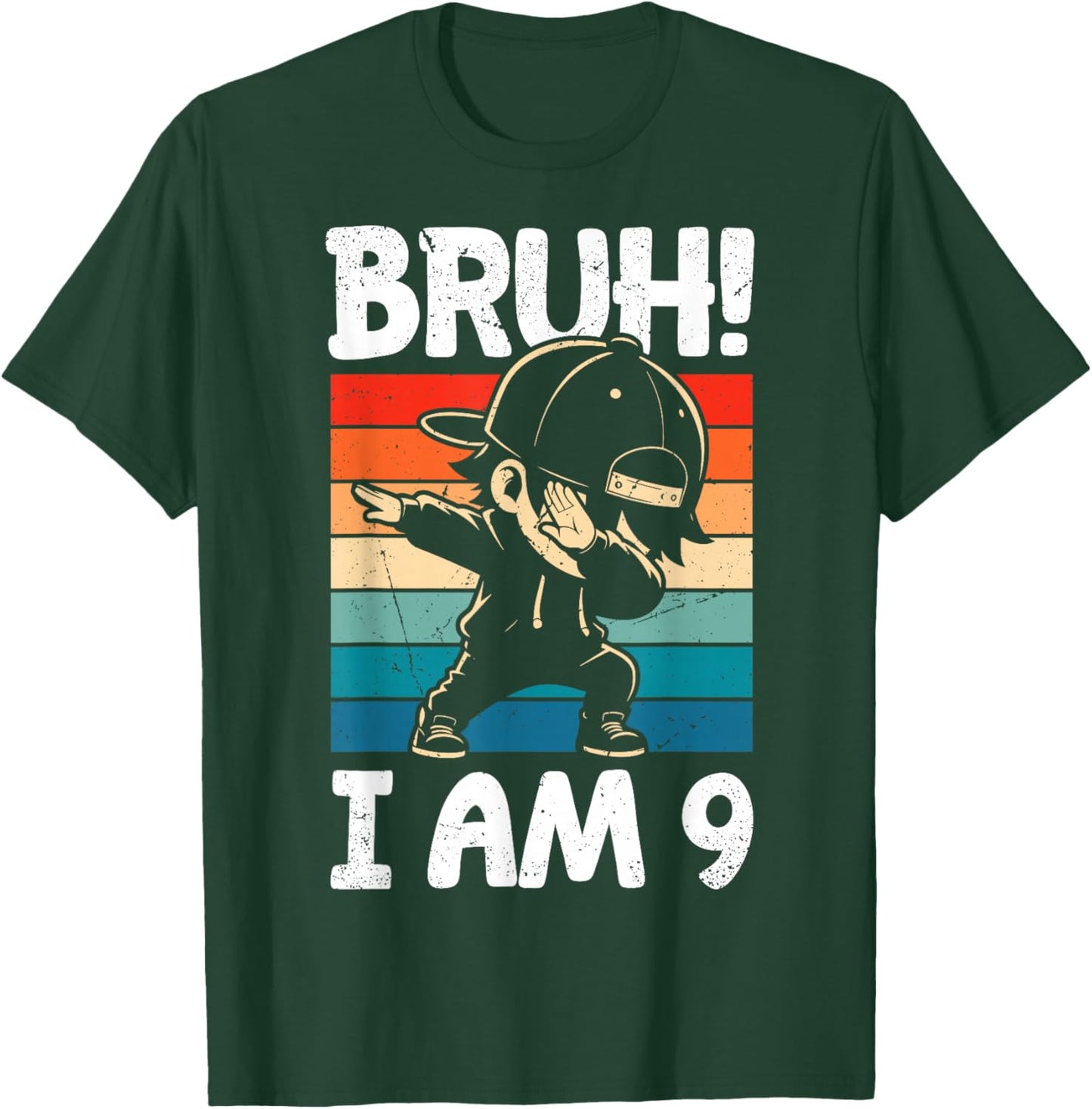 Bruh I Am 9 Year Old Dabbing Boy 9th Birthday Decorations T-Shirt - T-Shirt | Forest