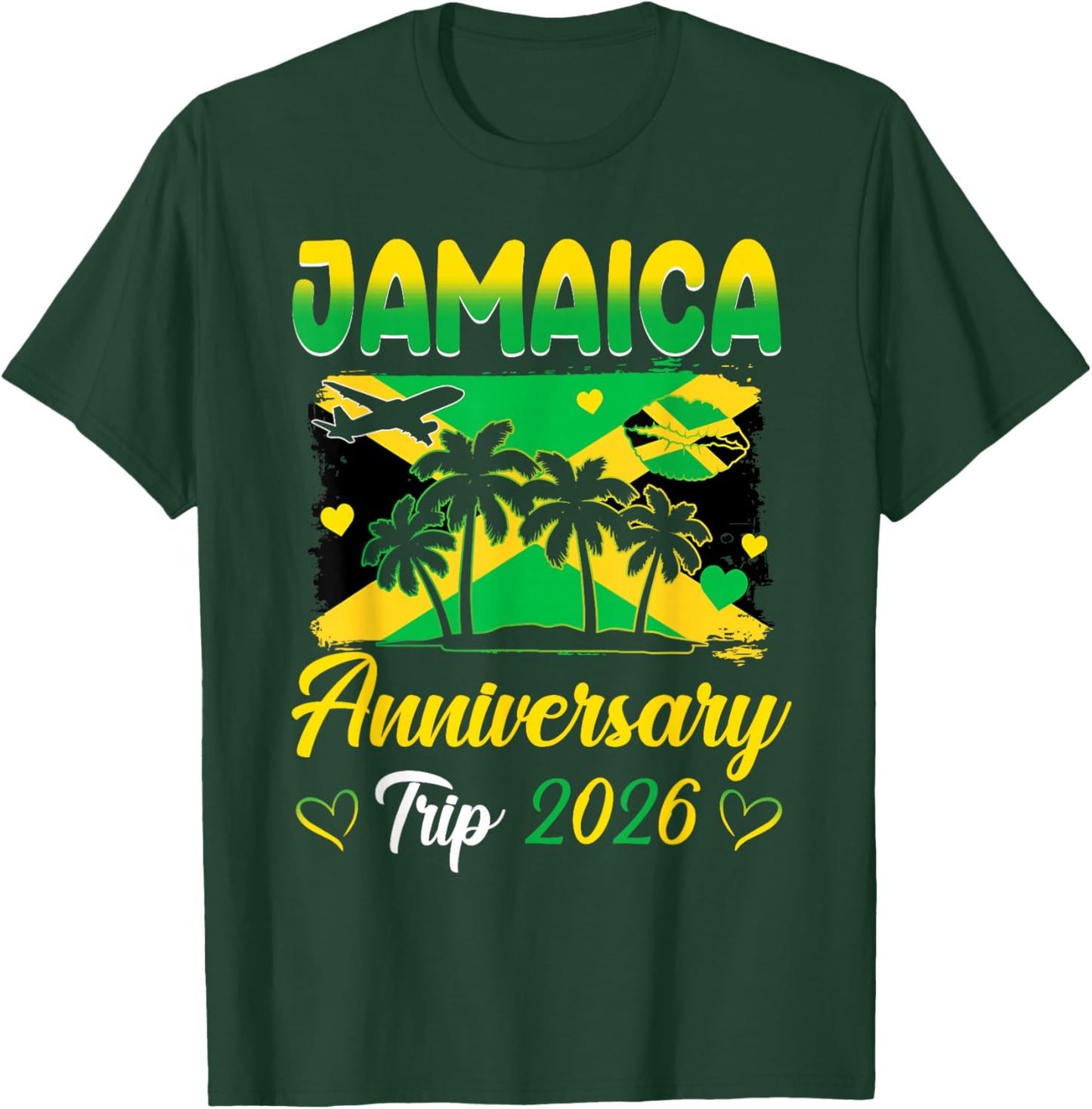Jamaica Anniversary Trip 2026 Couple Vacay Trip T-Shirt - T-Shirt | Forest
