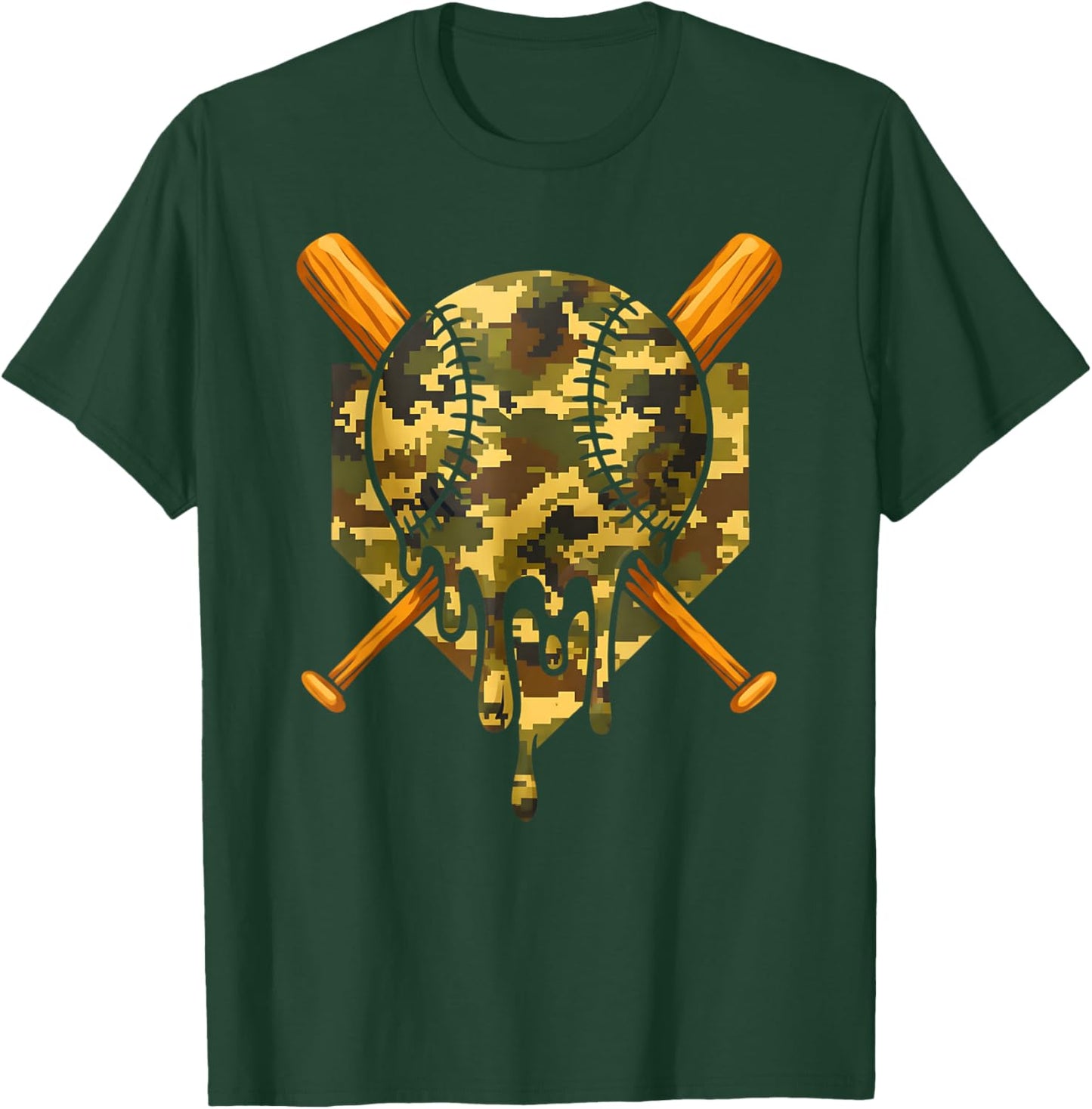 Baseball Camo Boys Ice Cream Youth Baseball T-Shirt - T-Shirt | Forest