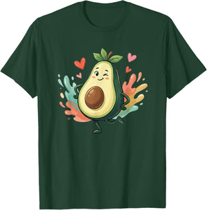Cute Kawaii Avocado Walking with Hearts Around T-Shirt - T-Shirt | Forest