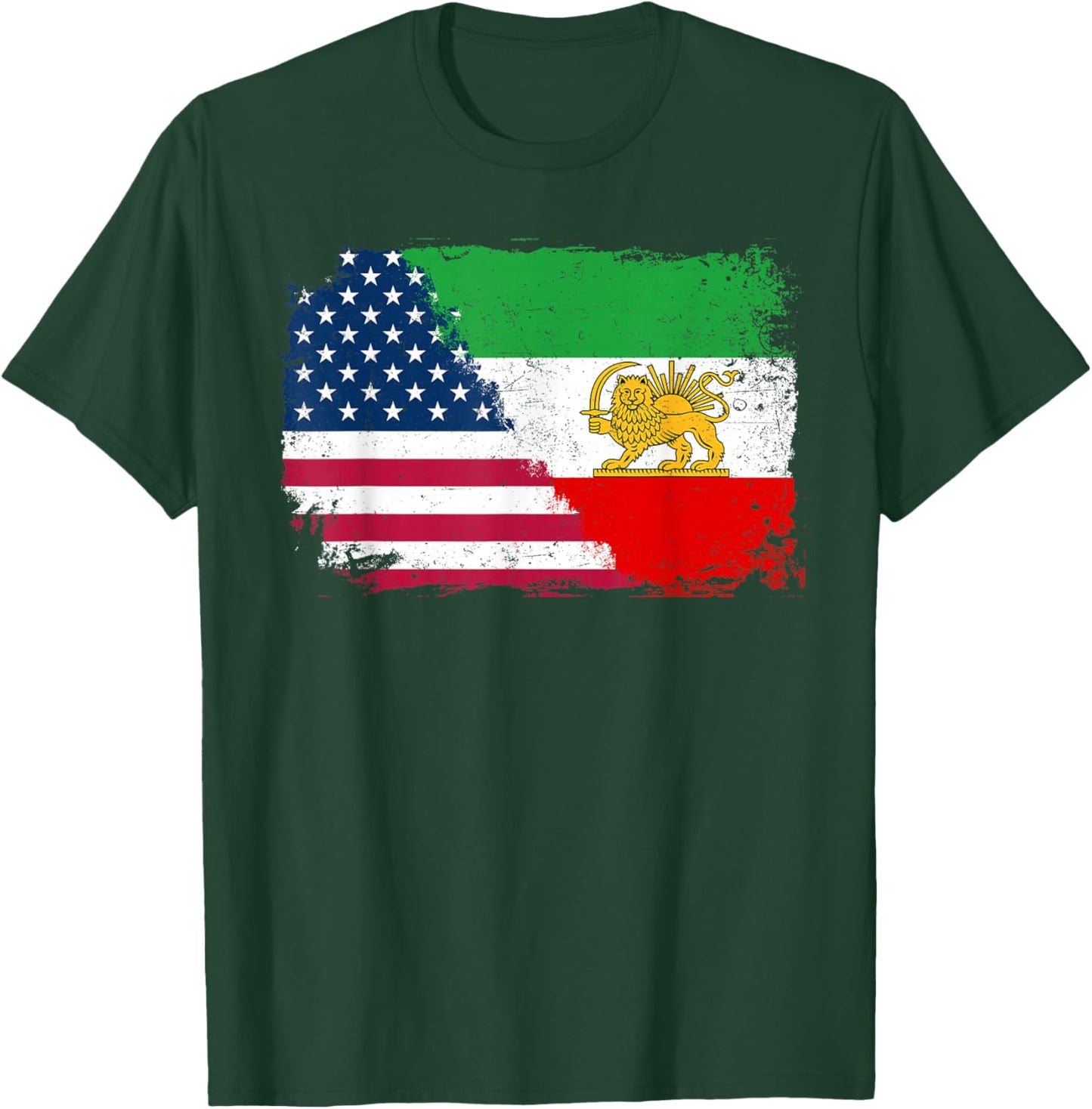 Vintage Persian American Flag USA Persia Roots Heritage T-Shirt - T-Shirt | Forest