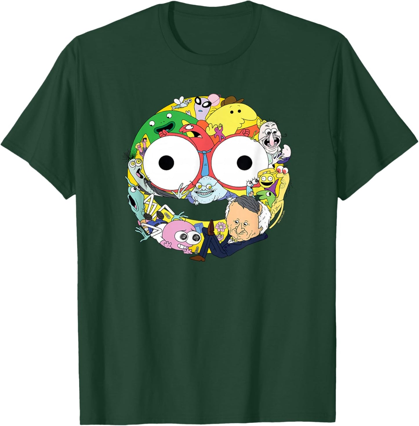 Smiling Friends Smiley Face Character Collage Funny Cartoon T-Shirt - T-Shirt | Forest