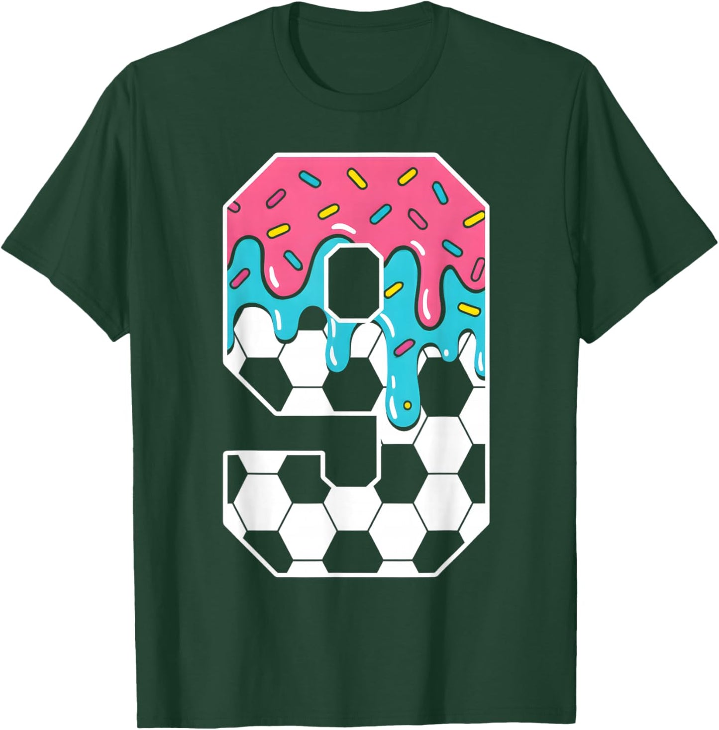 Soccer 9 Year Old Ice Cream Drip Youth 9th Birthday Boy 9 T-Shirt - T-Shirt | Forest