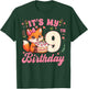 Fox Animal Lovers 9th Birthday Girl Fox B-Day 9 Years Old T-Shirt - T-Shirt | Forest