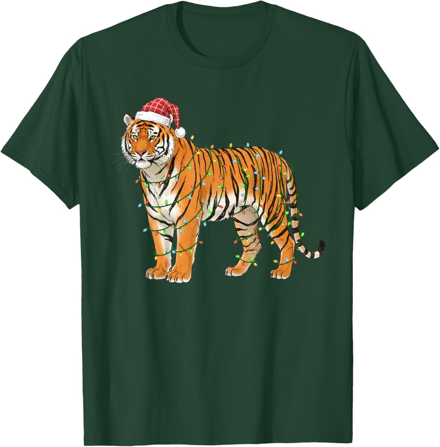 Christmas Bengal Tiger Holiday Festive Animal T-Shirt - T-Shirt | Forest