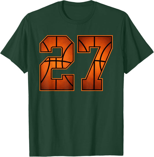 Number 27 Basketball Birthday T-Shirt - T-Shirt | Forest
