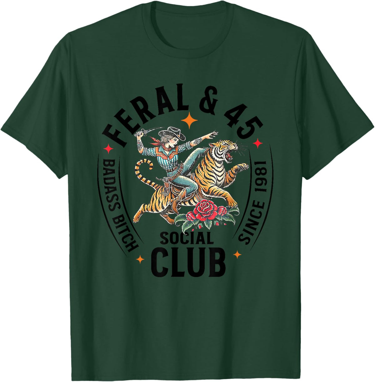 Feral & 45 Social Club Since 1981 T-Shirt - T-Shirt | Forest