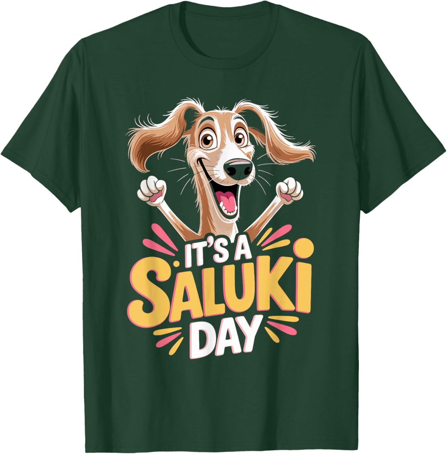 It's a Saluki Day Cartoon Pet Dog Breed Persian Greyhound T-Shirt - T-Shirt | Forest