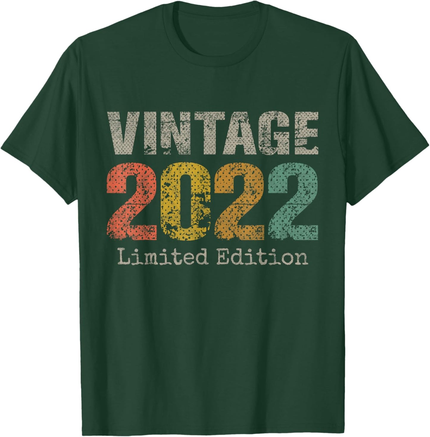 Vintage 2022 Text 4th Birthday Gift Boy Girl 4 Year Old T-Shirt - T-Shirt | Forest
