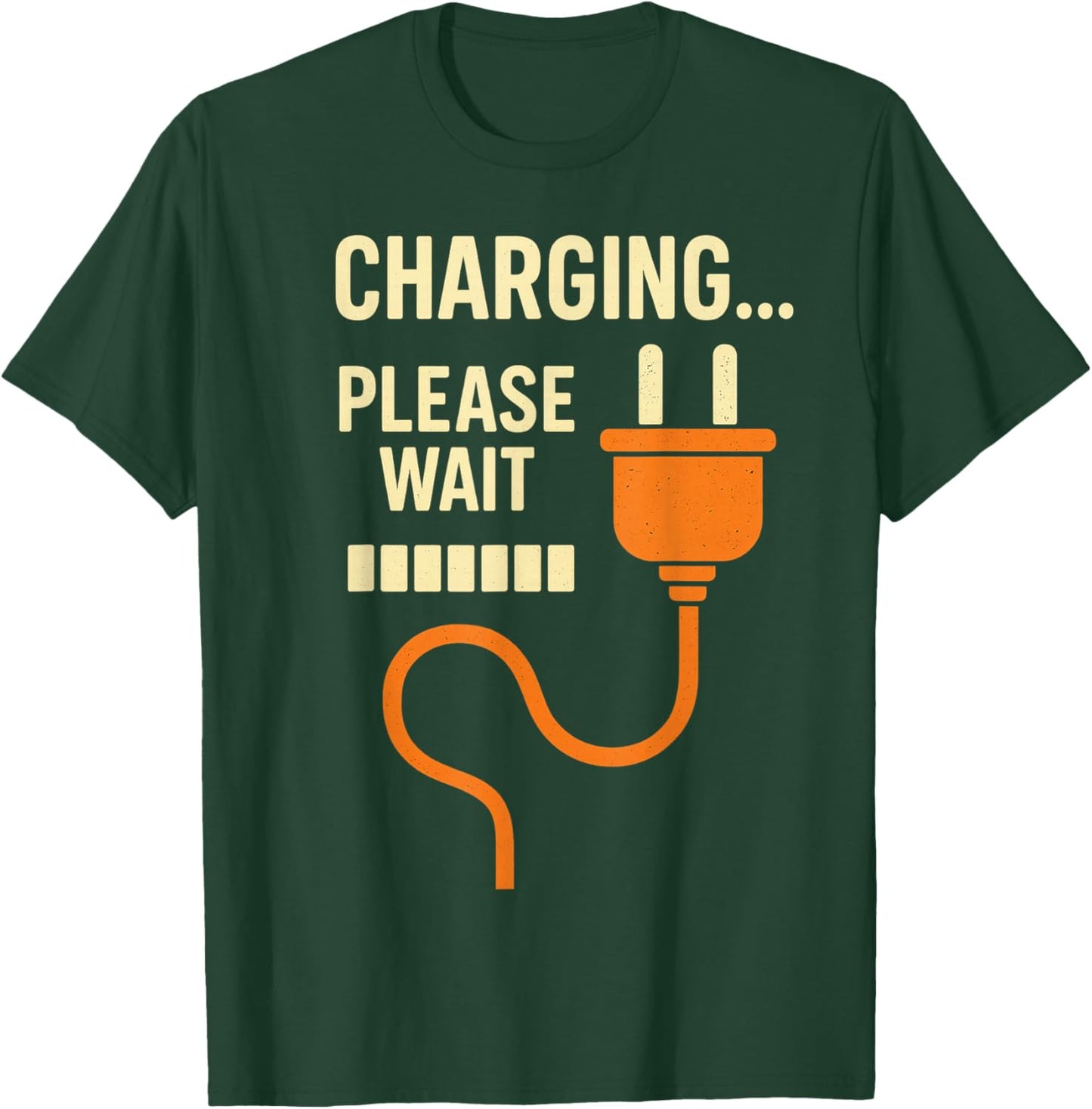 Charging... Please Wait Retro Plug Funny Loading Graphic T-Shirt - T-Shirt | Forest