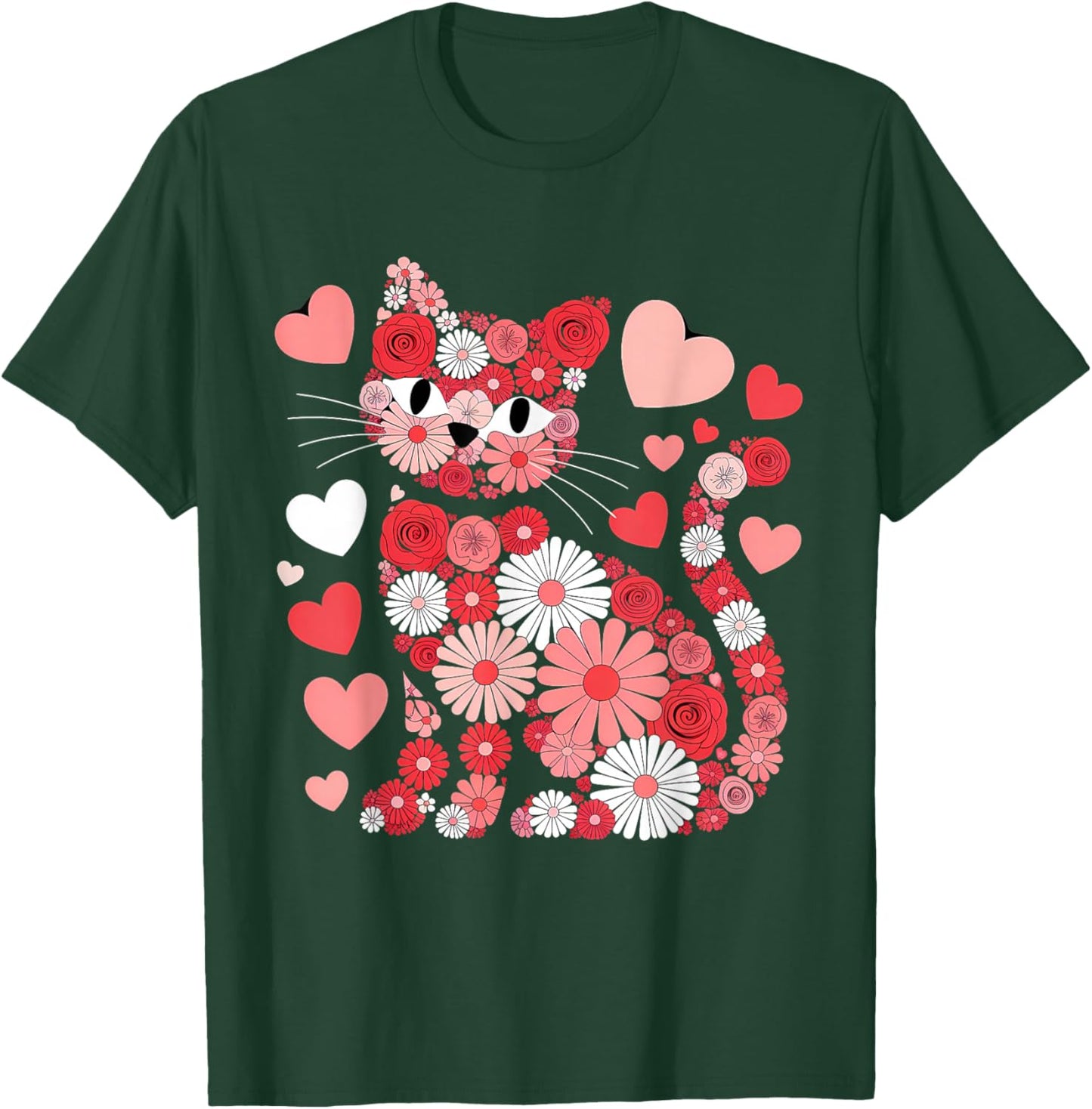 Valentines Day Heart Love Cute Valentine Cat Lover T-Shirt - T-Shirt | Forest