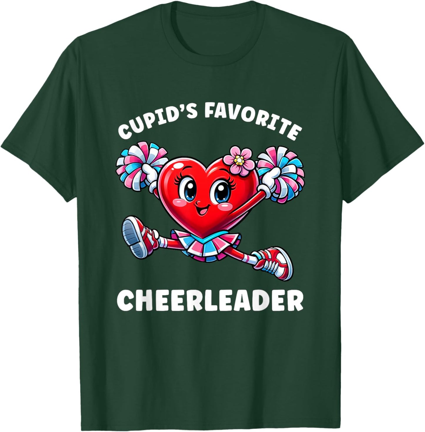 Cupid's Favorite Cheerleader Valentine's Day Cheerleading T-Shirt - T-Shirt | Forest