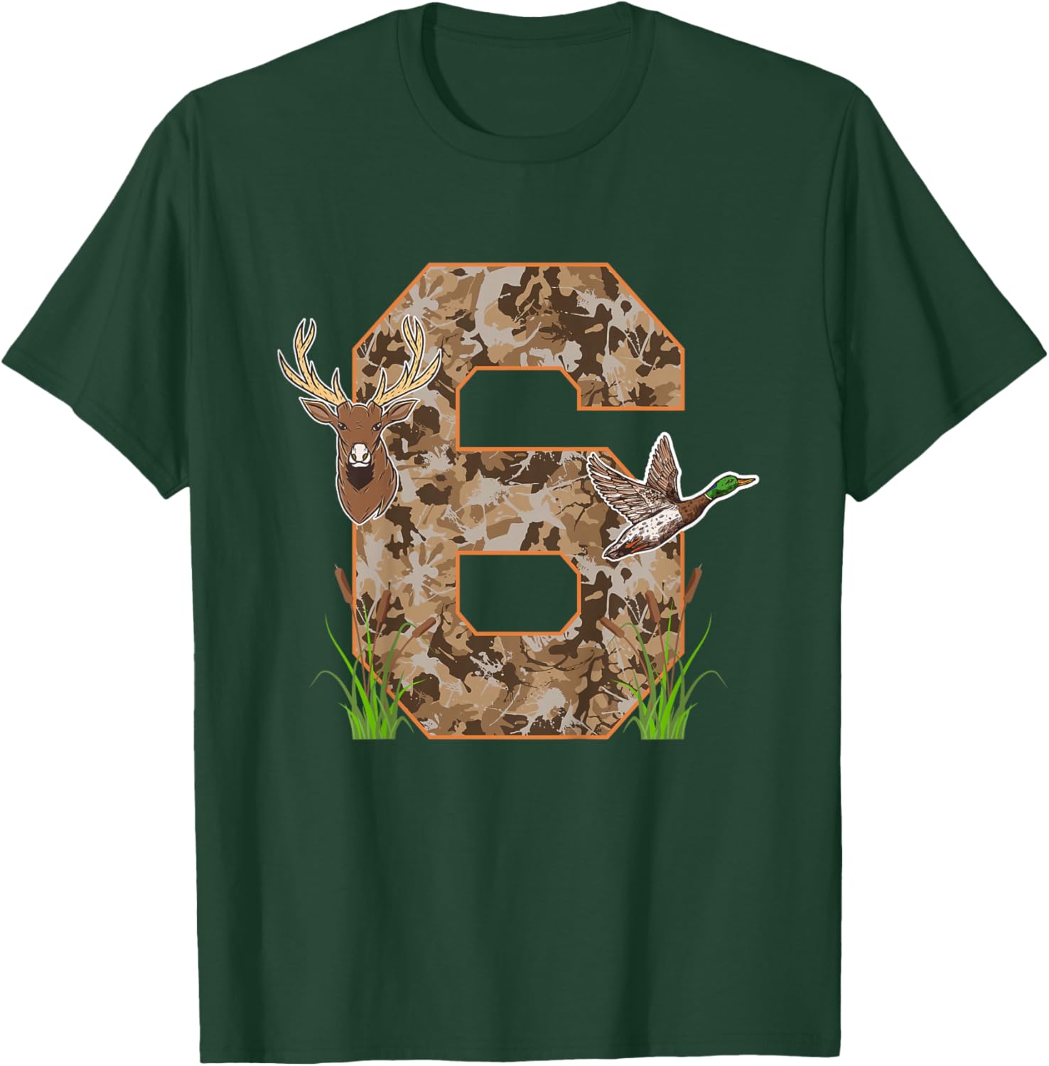 6th Hunting Birthday 6 Year Old Hunter Birthday Party T-Shirt - T-Shirt | Forest