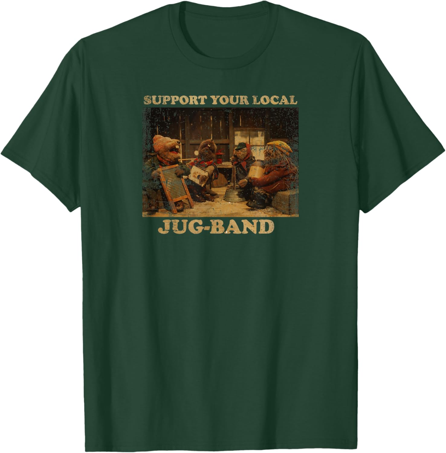 Vintage Support Local JUG-Band Graphic Music Musician Joke T-Shirt - T-Shirt | Forest