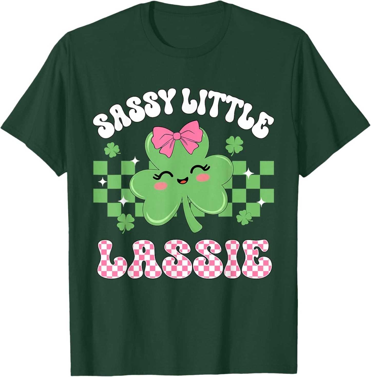 St Patricks Day Shamrock Sassy Little Lassie Irish Girls Kid T-Shirt - T-Shirt | Forest