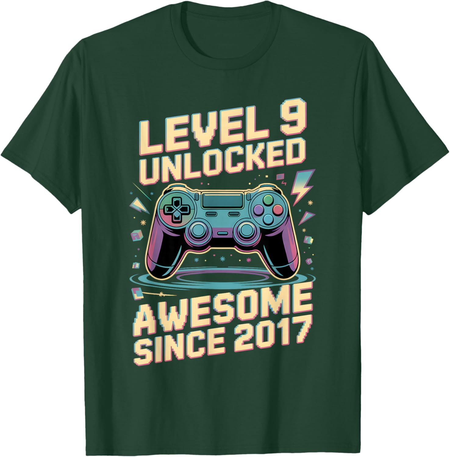 9th Birthday Boy Gift Level 9 Gamer 2017 9 Year Old Party T-Shirt - T-Shirt | Forest