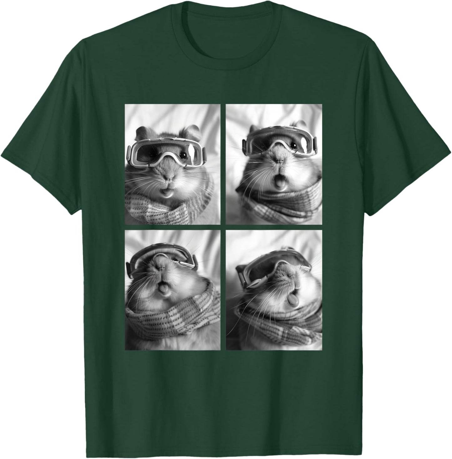 Cute Hamsters with Snow Goggles Funny Forest Animals Winter T-Shirt - T-Shirt | Forest