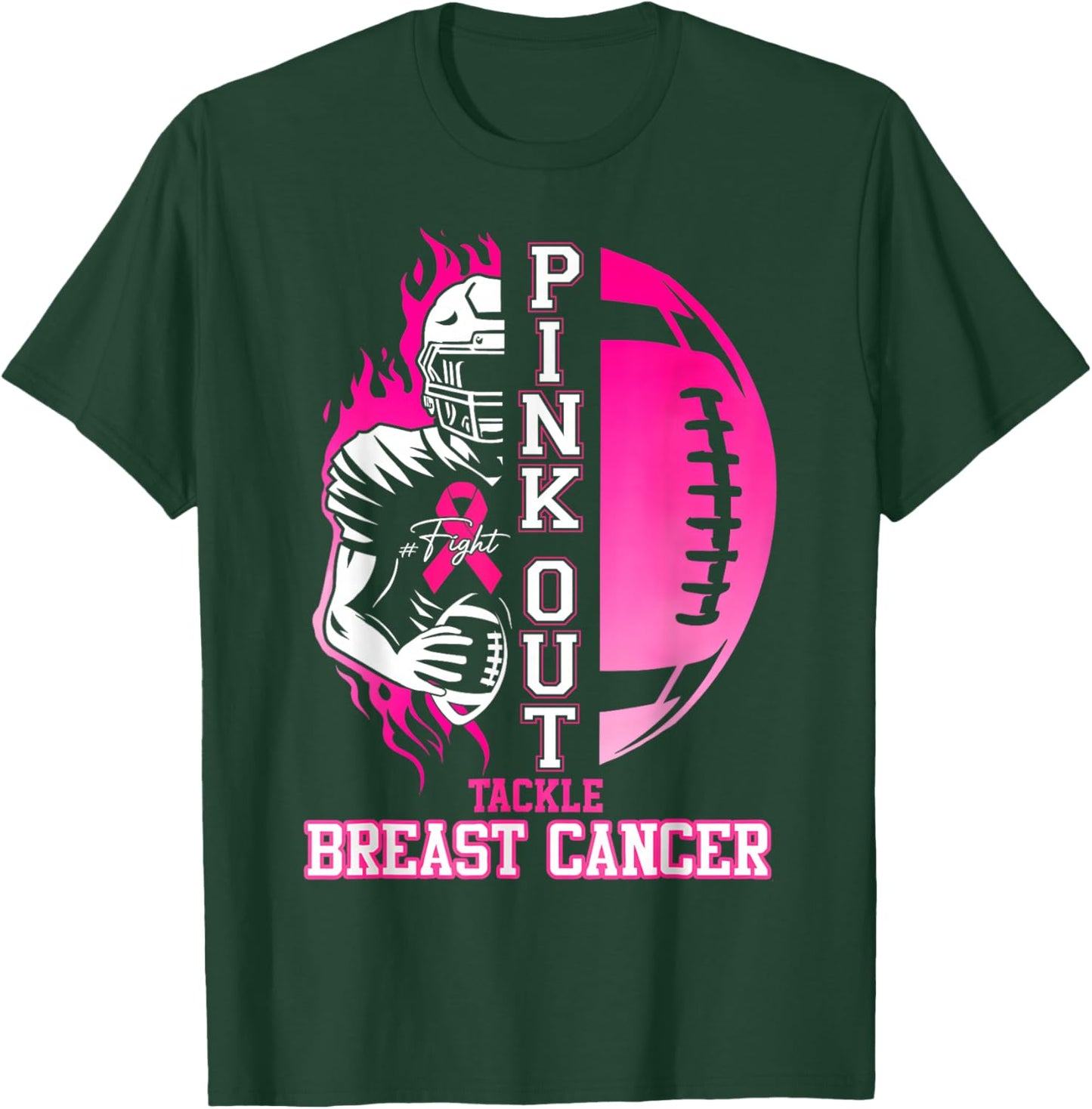 Tackle Breast Cancer Awareness Pink Out American Football T-Shirt - T-Shirt | Forest