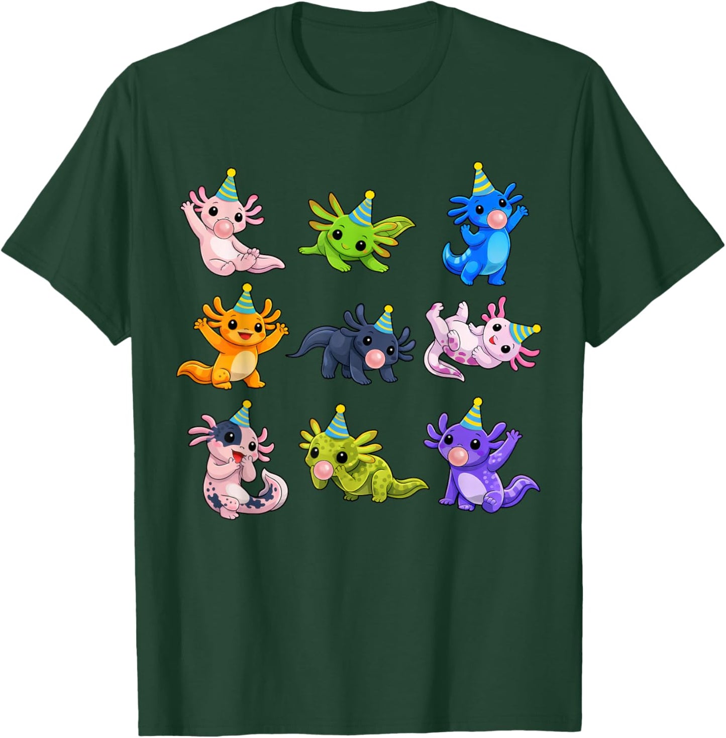 Cute Axolotl Birthday Party Funny Animals Birthday Boys Kids T-Shirt - T-Shirt | Forest