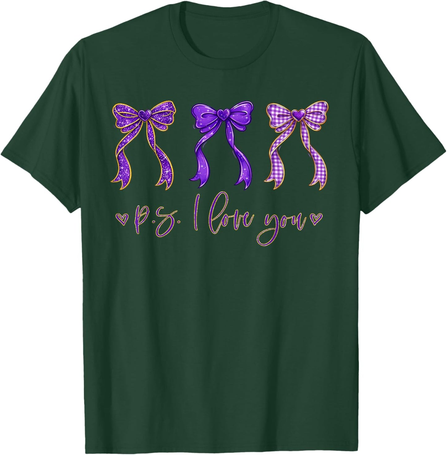 PS I Love You Day Valentine's Day Purple Heart Women Men Kid T-Shirt - T-Shirt | Forest