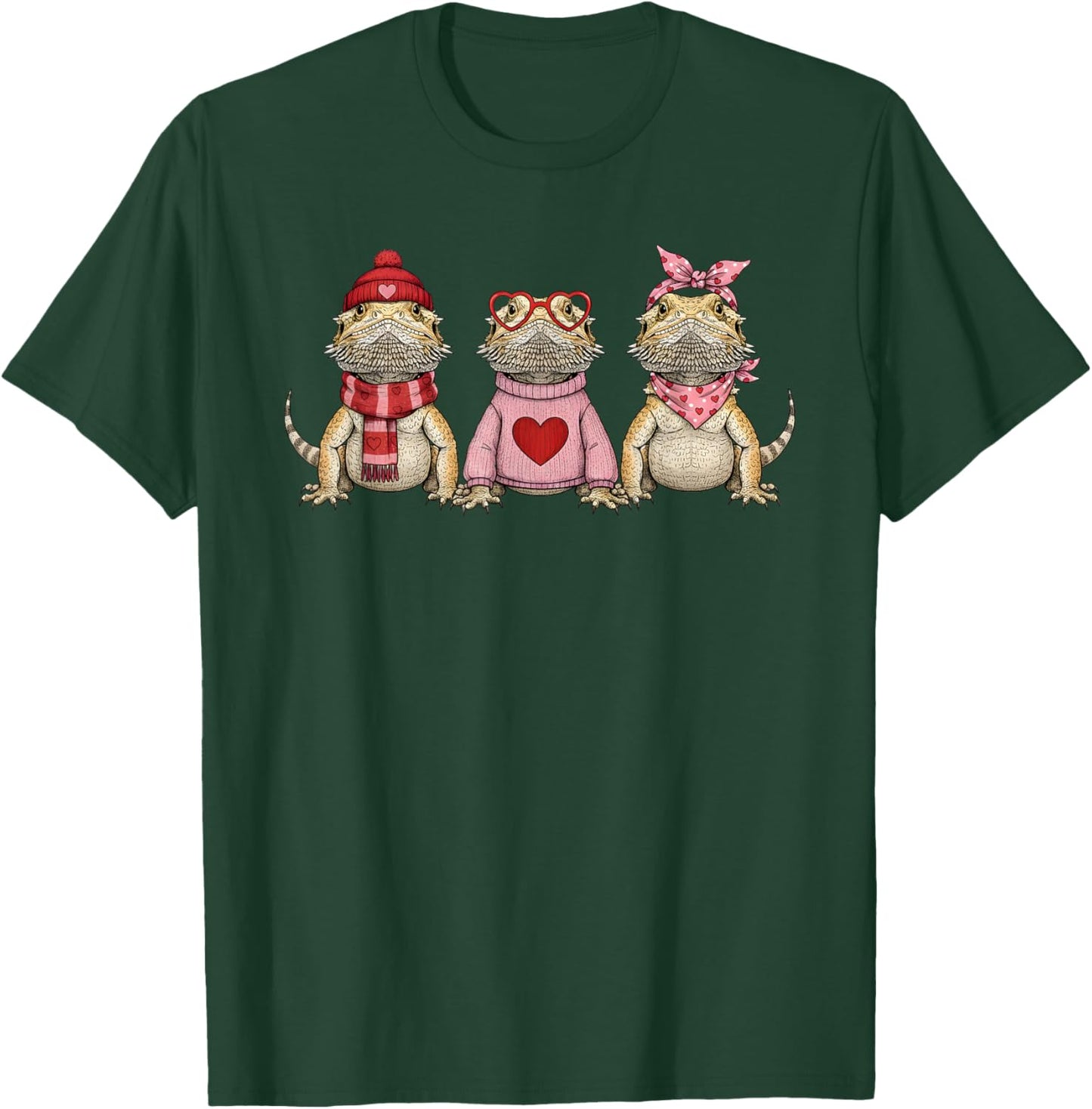 Retro Bearded Dragon Cute Valentine T-Shirt - T-Shirt | Forest