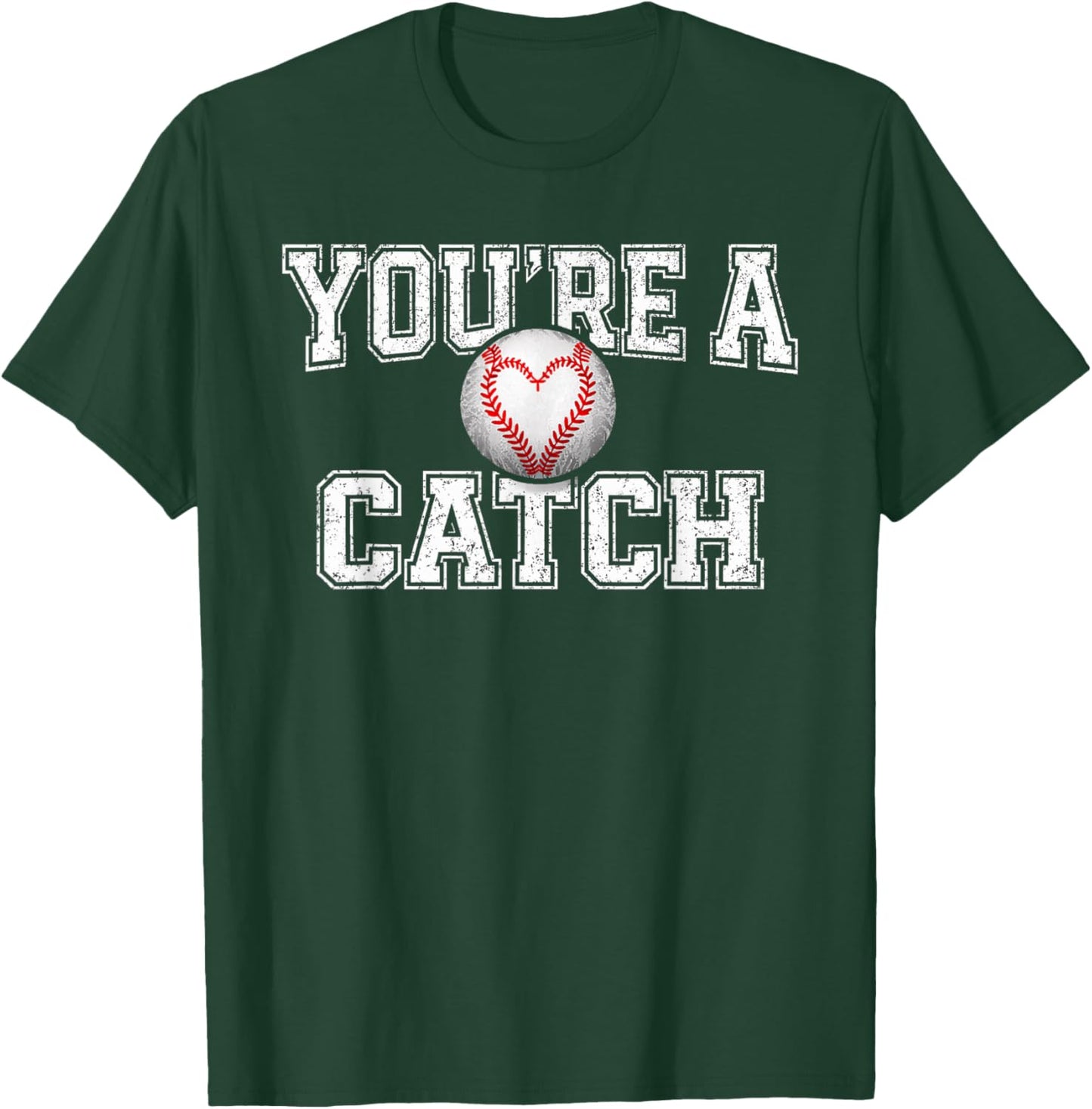 Funny You're A Catch Baseball Pun Heart Kids Boys Valentines T-Shirt - T-Shirt | Forest