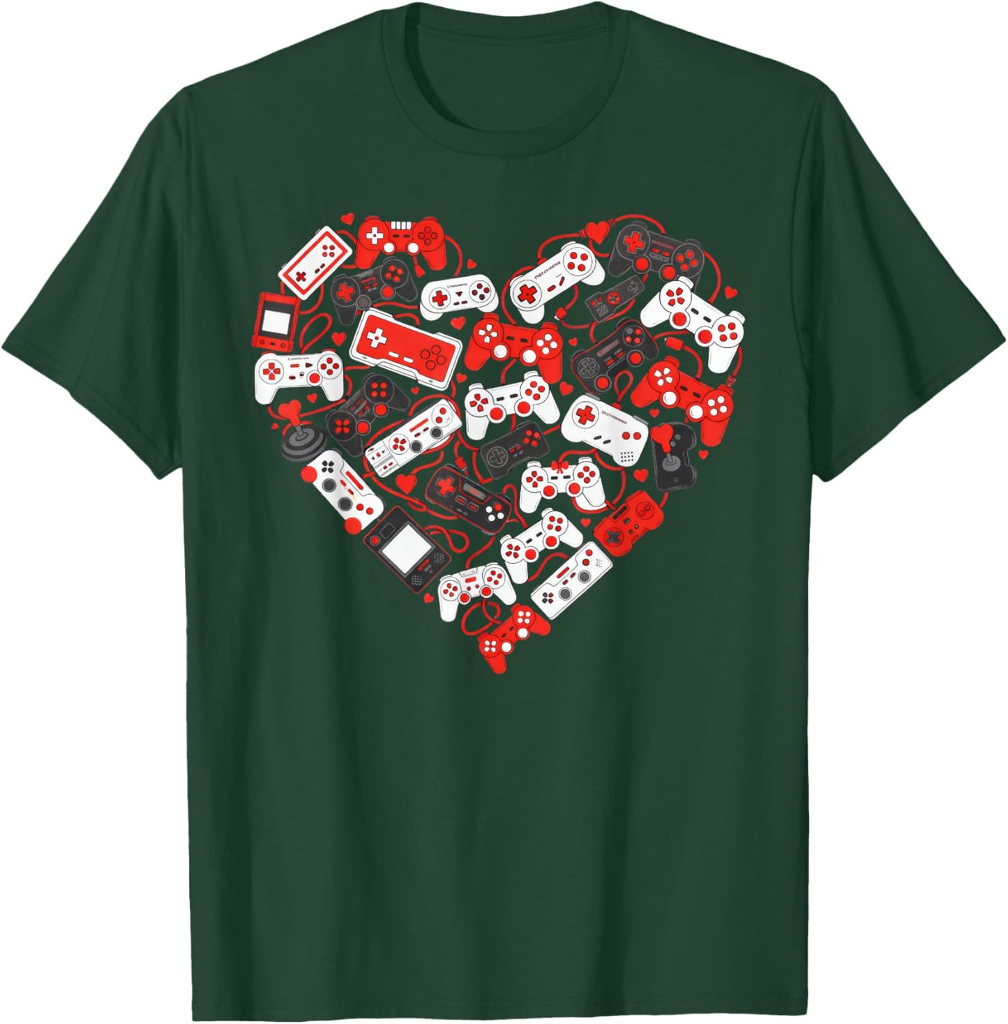 Valentines Day Heart Video Game Controller for Boys Toddles T-Shirt - T-Shirt | Forest