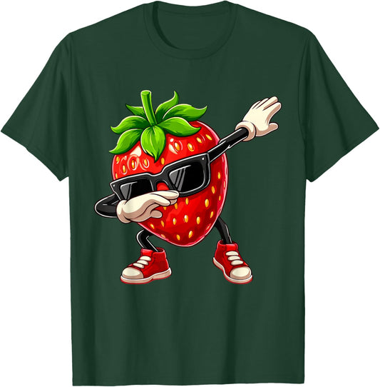 Funny Dabbing Strawberry Summer Fruit Lover T-Shirt - T-Shirt | Forest