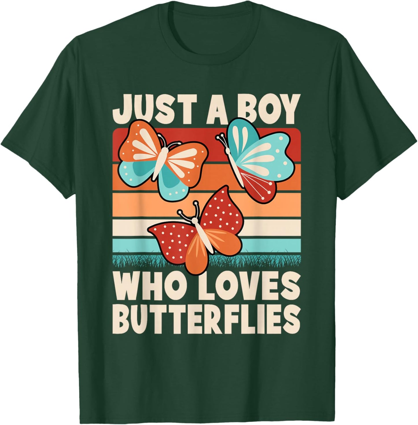 Just A Boy Who Loves Butterflies Funny Butterfly Boys Kids T-Shirt - T-Shirt | Forest