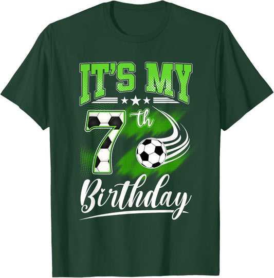 It's My 7th Birthday Boys Football Shirt 7 Years Old Kids T-Shirt - T-Shirt | Forest