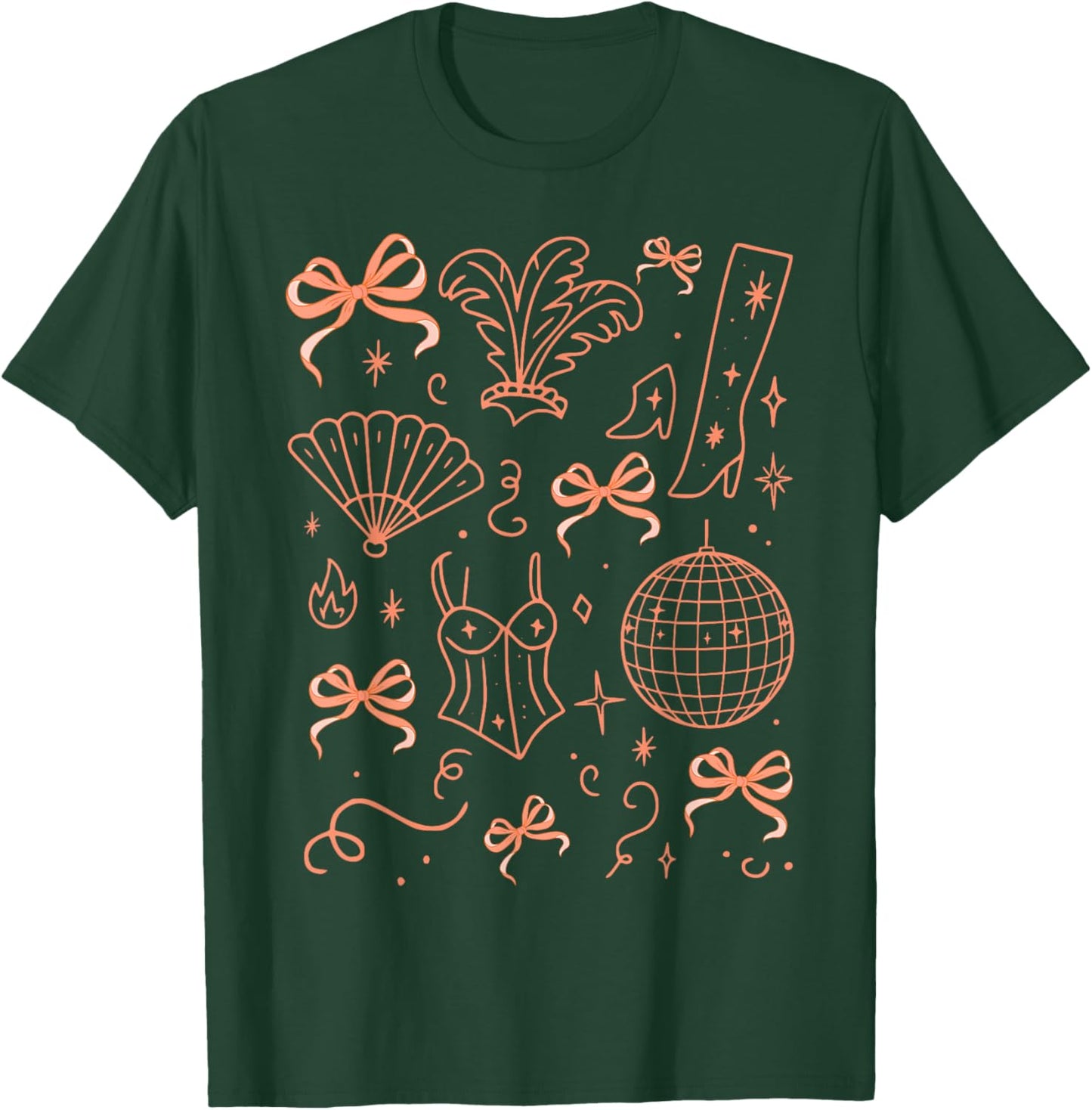Vintage Disco Ball Aesthetic Coquette Bow Party T-Shirt - T-Shirt | Forest