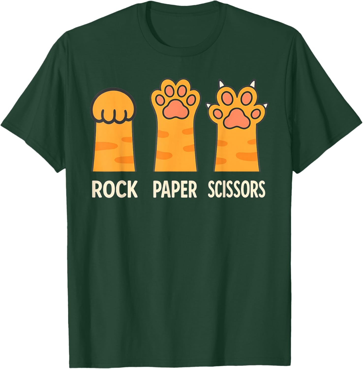 Rock Paper Scissors Cat Paws Funny Kitty Meme for Cat Lovers T-Shirt - T-Shirt | Forest
