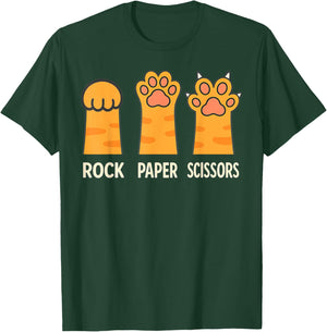 Rock Paper Scissors Cat Paws Funny Kitty Meme for Cat Lovers T-Shirt - T-Shirt | Forest