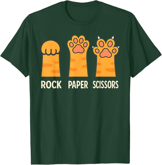 Rock Paper Scissors Cat Paws Funny Kitty Meme for Cat Lovers T-Shirt - T-Shirt | Forest