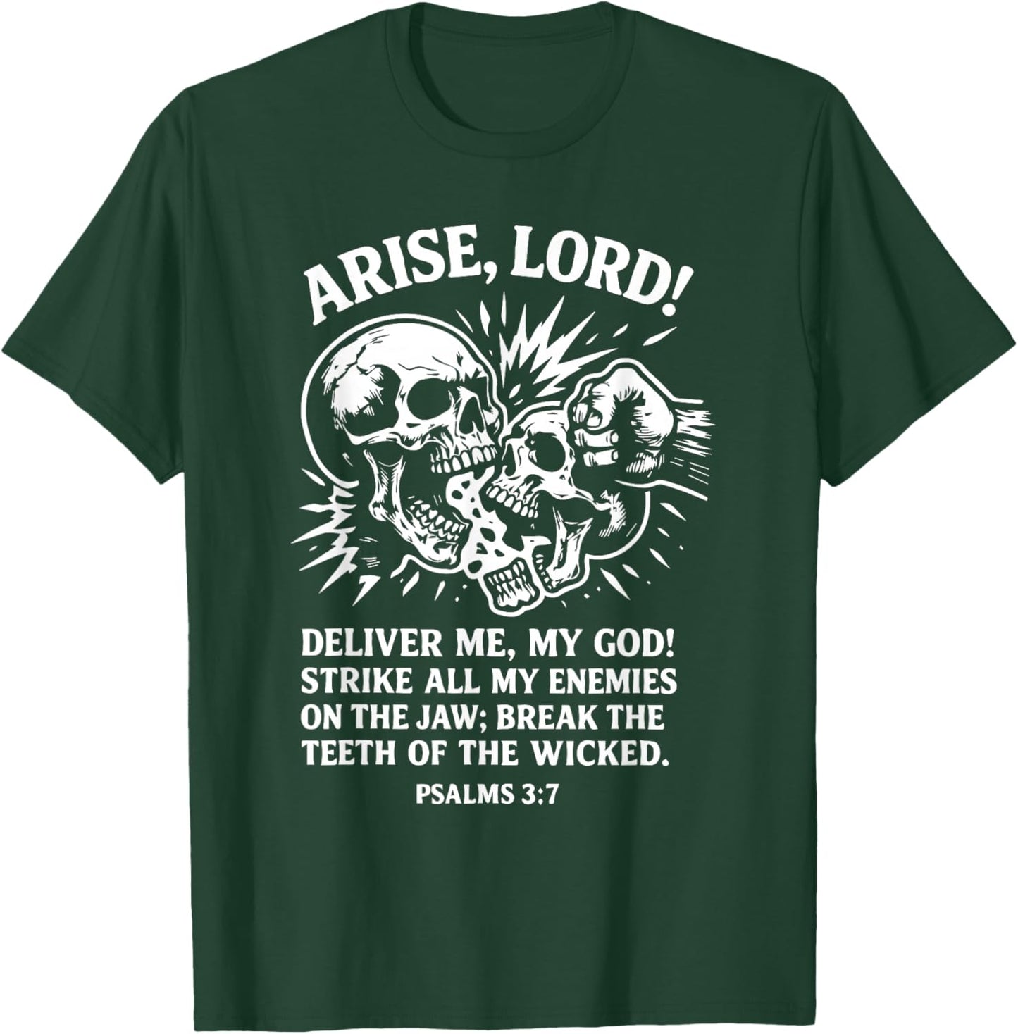 Psalm 3:7 Vintage Skull Christian Religious Bible Verse T-Shirt - T-Shirt | Forest