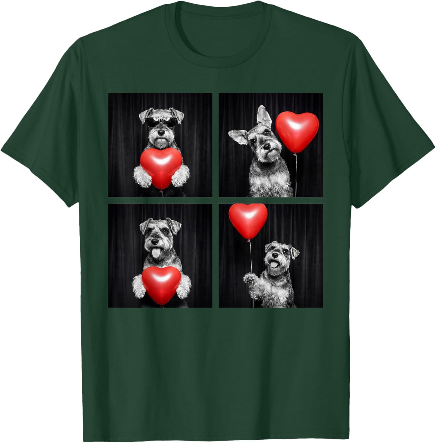 Funny Schnauzer Photobooth Dog Lover Design Valentines T-Shirt - T-Shirt | Forest