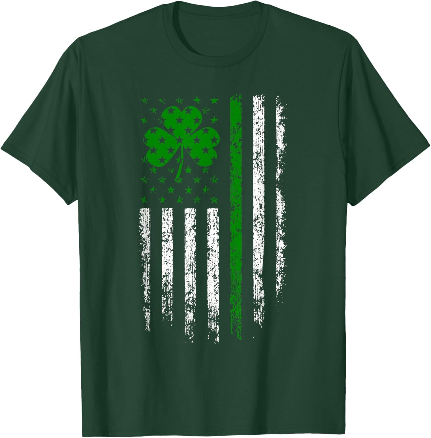 US American Flag with Shamrocks for St Patricks Day Irish T-Shirt - T-Shirt | Forest