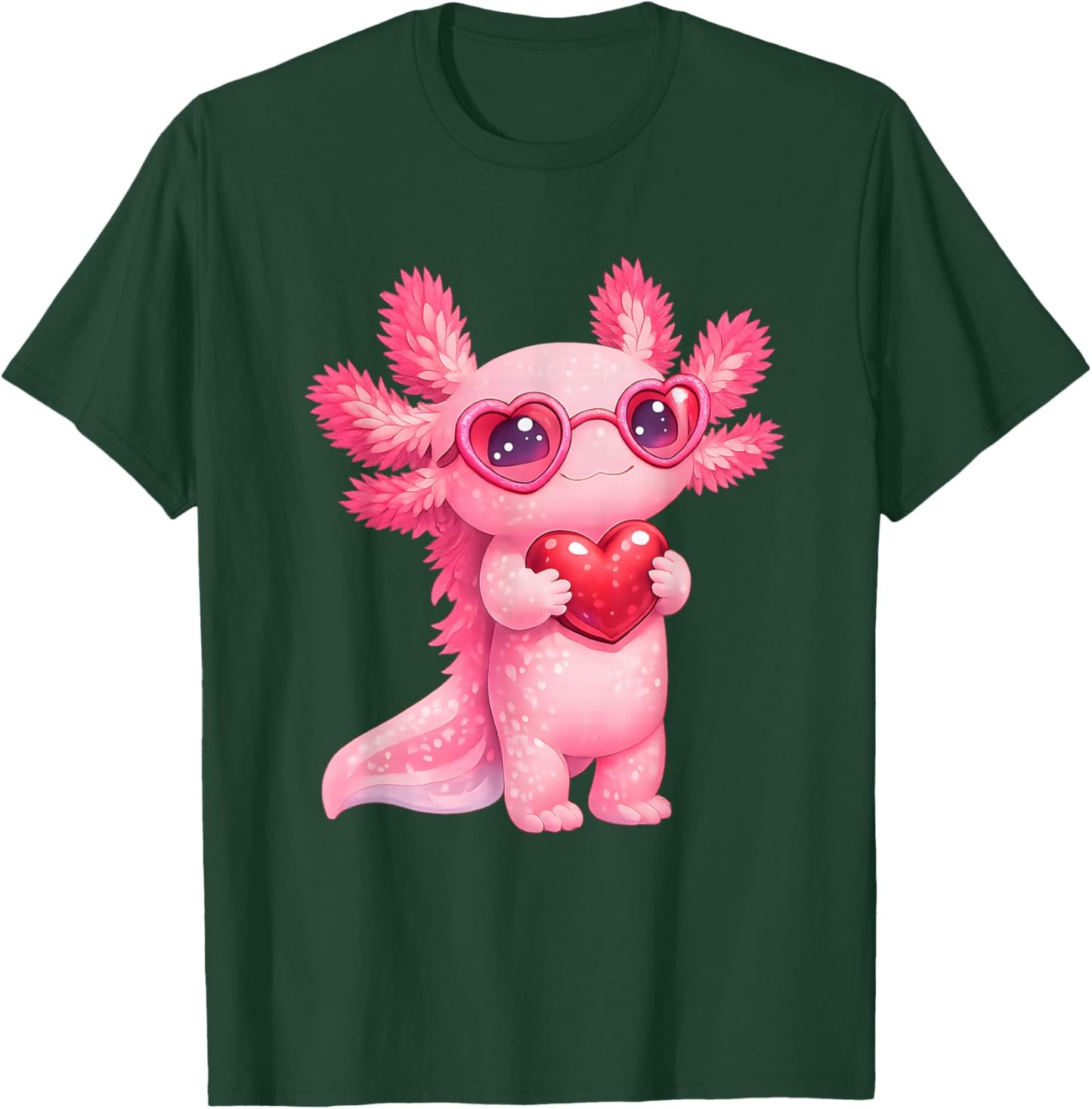 Cute Axolotl Valentines Day Love Funny Kids Gift T-Shirt - T-Shirt | Forest