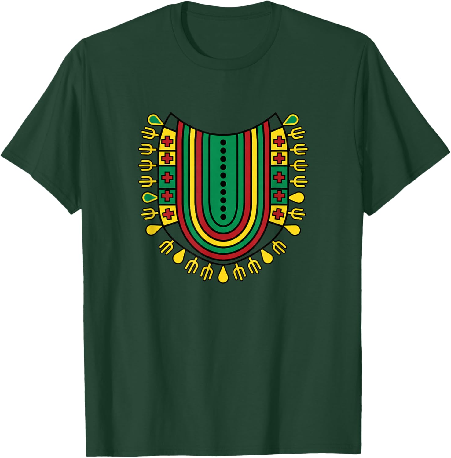 Afrocentric Dashiki Kids African Heritage Pattern Rasta Vibe T-Shirt - T-Shirt | Forest