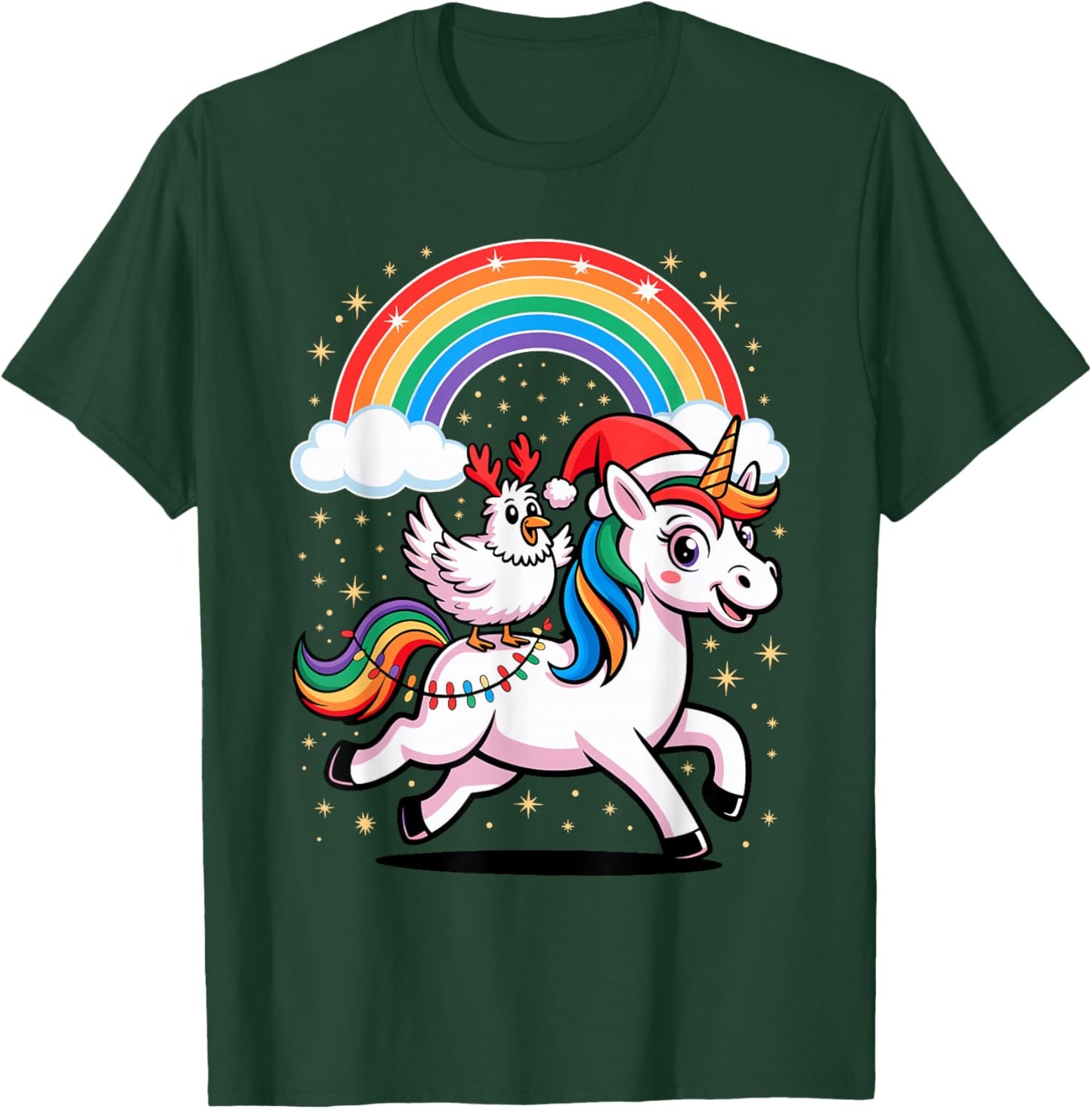 Chicken Unicorn Rainbow Chickens T-Shirt - T-Shirt | Forest