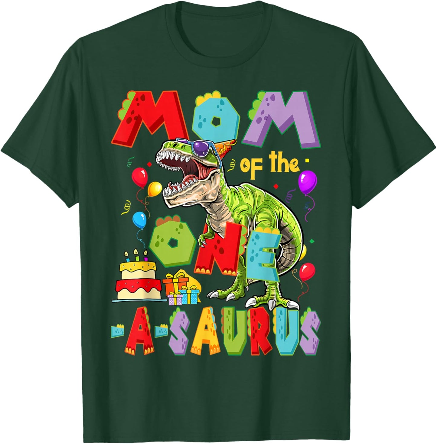 Mom of The One-A-Saurus 1st Birthday Boy Dinosaur Lover T-Shirt - T-Shirt | Forest