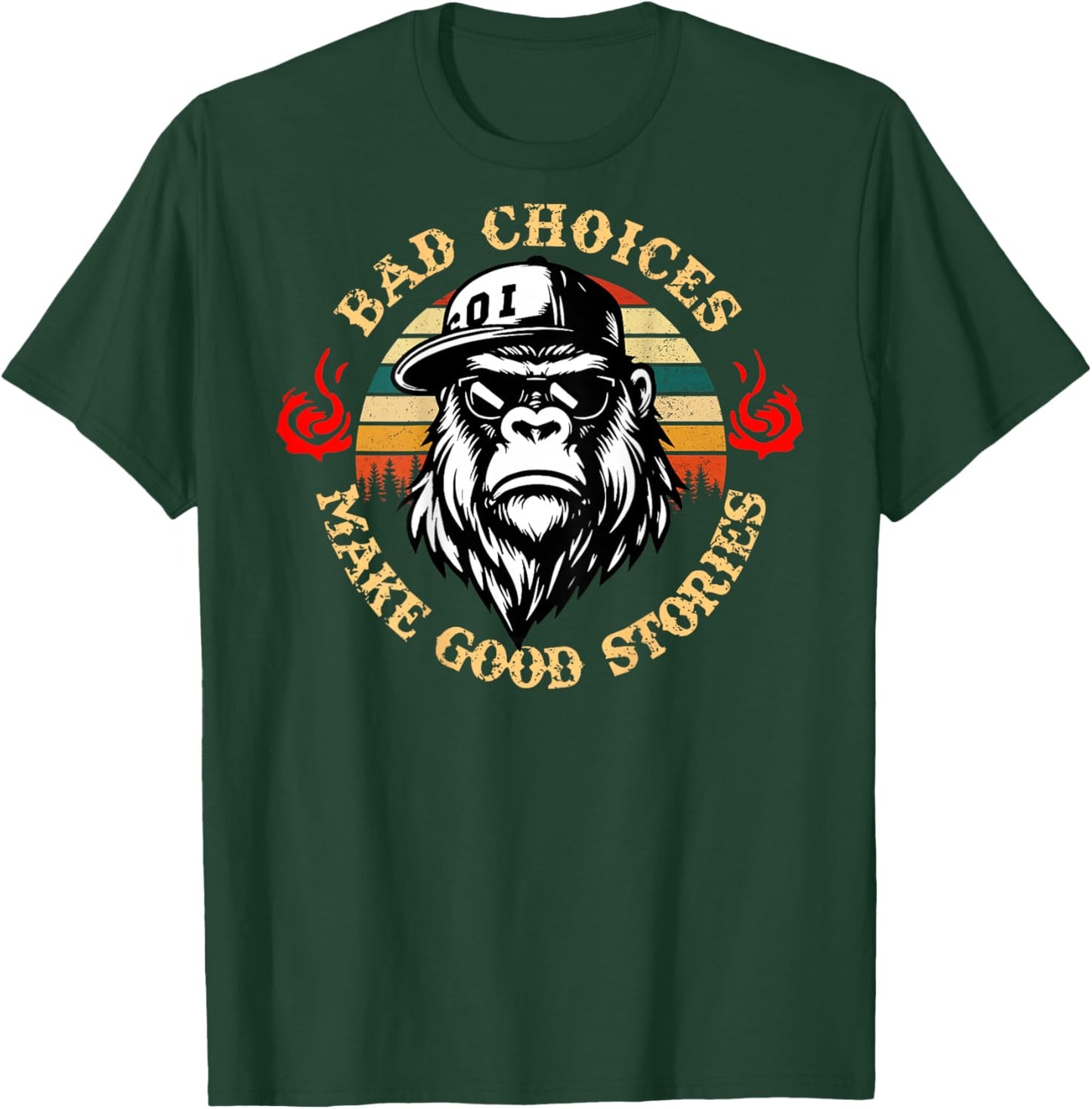 Bad Choices Make Good Stories Funny Monkey (On Back) T-Shirt - T-Shirt | Forest