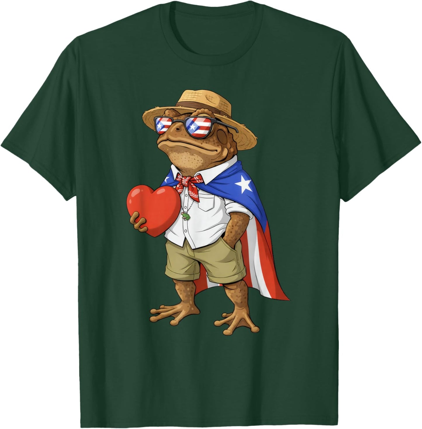 Coqui Frog Puerto Rico Flag Puerto Rican Valentine Heart T-Shirt - T-Shirt | Forest