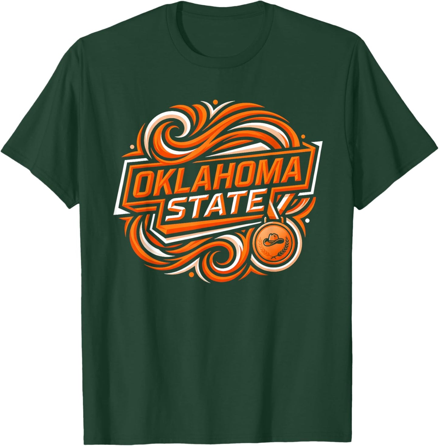Oklahoma State with USA Design Apparel T-Shirt - T-Shirt | Forest